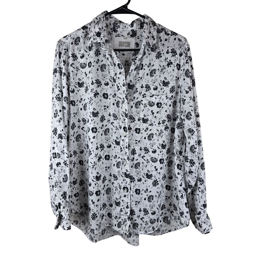 Grayson The Hero White‎ & Black Floral Button Up Shirt L